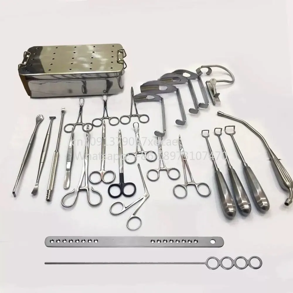 2026 NEW Azicon's 25-Piece Tonsillectomy Adenoidectomy Instruments Set ENT Mouth Gag . Tube Retractor Forceps Sterilization Case