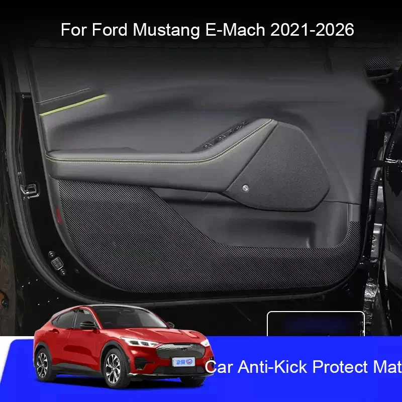 

For Ford Mustang E-MACH 2021-2026 Car B-Pillar Door Anti-Kicks Protect Pad PU Leather Auto Trunk Anti-Dirty Scratch Resistant