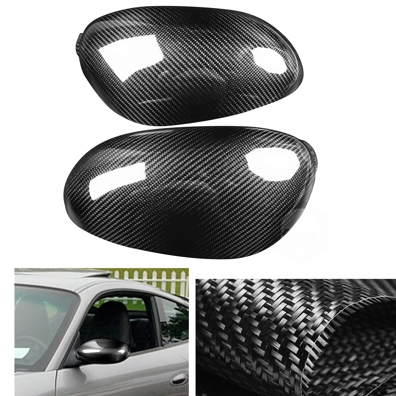 For  911 996 2004 Boxster 986 Mirror Cover Carbon Fiber Add On Car Exterior Rear View Caps Rearview Reverse Case Shell