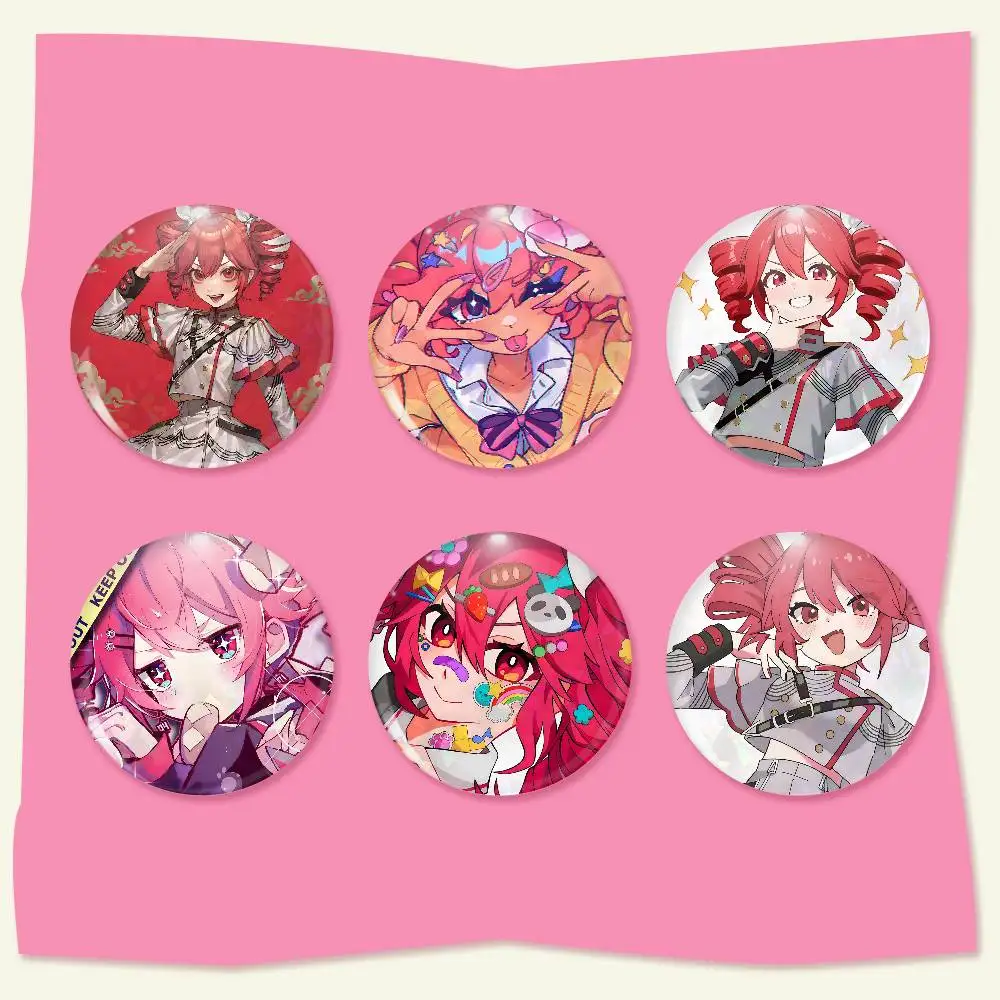 K-Kasane Teto Badge On Backpack Accessories Manga Icons Pins Round Cartoon Brooches For Clothes Bag Decor Gifts