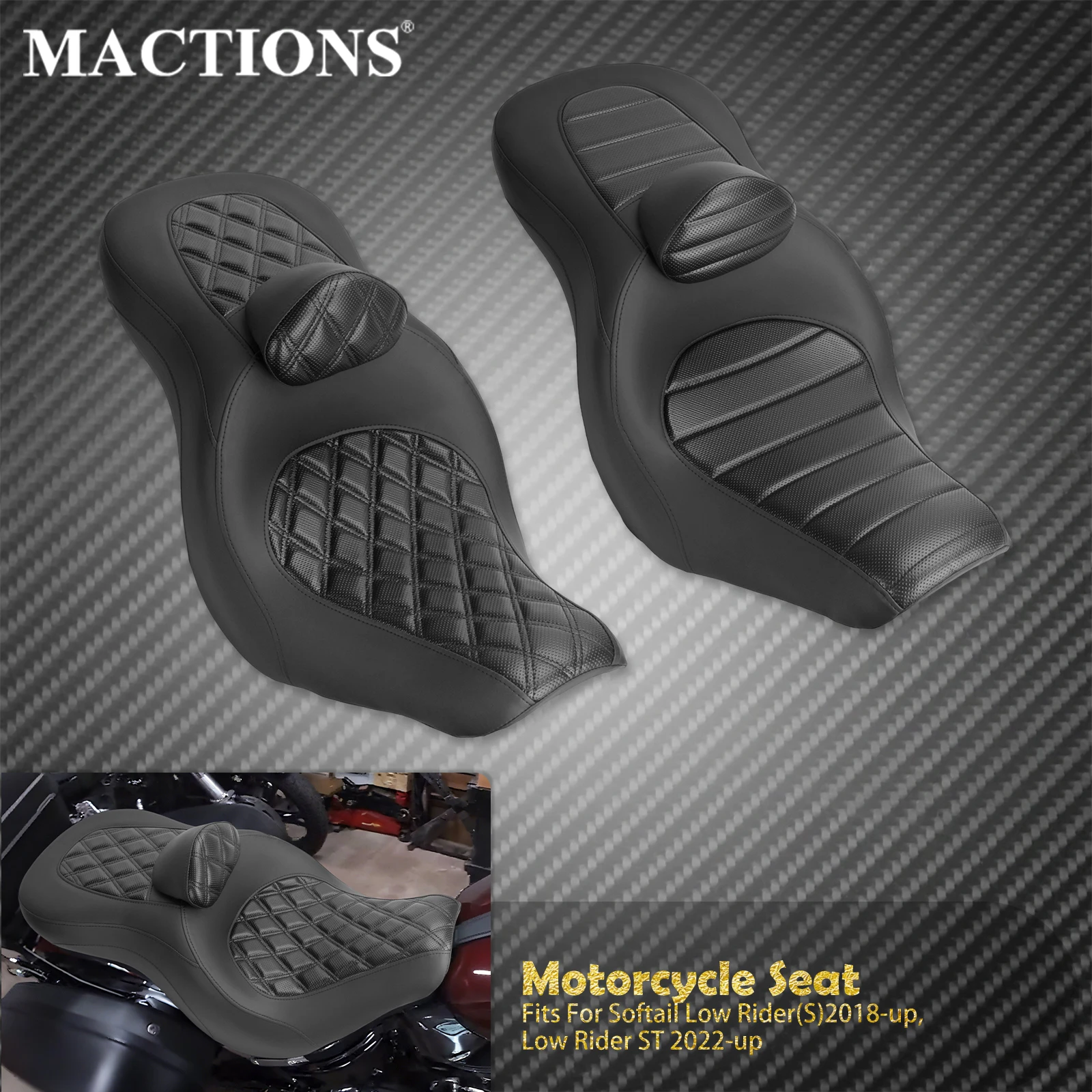 

Motorcycle Two Up Seat With Backrest Driver Passenger Saddle Cushions Seat For Harley Softail Low Rider S Sport Glide 2018-2024