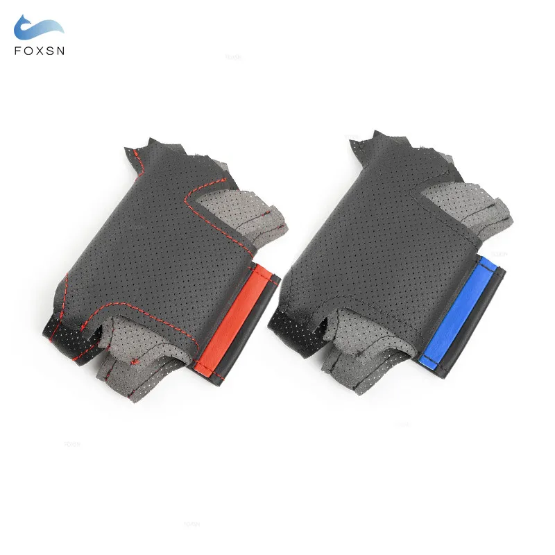 Black Perforated Leather Steering Wheel Cover Protective Trim Hand Sewing For Peugeot 208 Peugeot 2008 2014 2015 2016 2017 2018