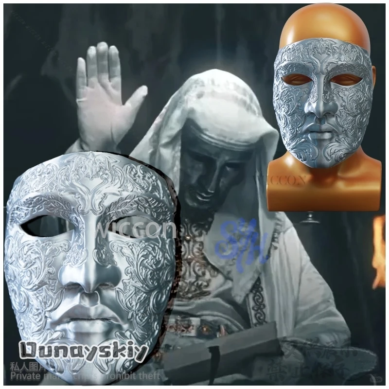 

Movie Baldwin IV Cosplay Silver Retro Face 3D Polylactic Acid Mask Halloween Christmas Performance Props Accessory 코스프레