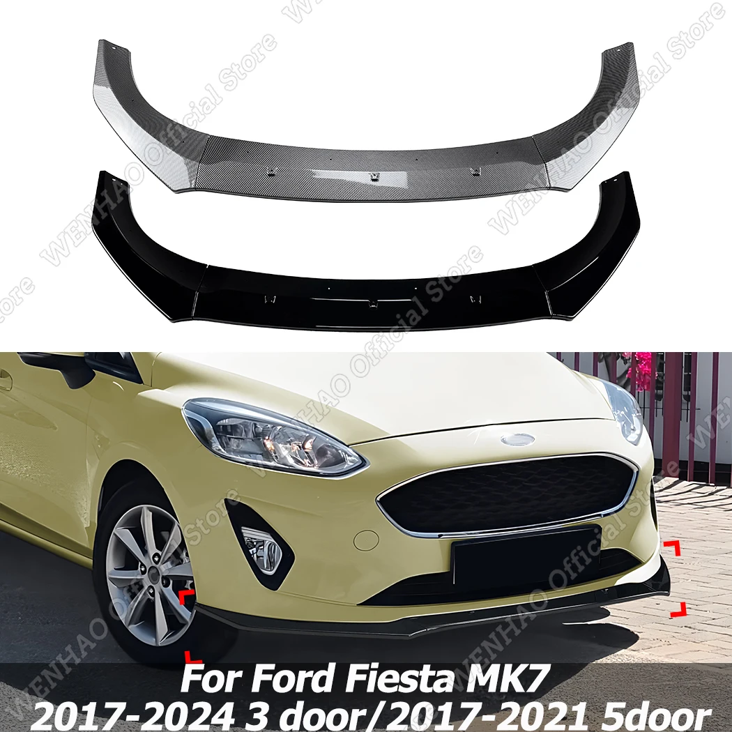 Car Front Lip Bumper Body Kit Spoiler Splitters Diffuser For Ford Fiesta MK7 2017-2024 3 door/2017-2021 5door High-quality ABS