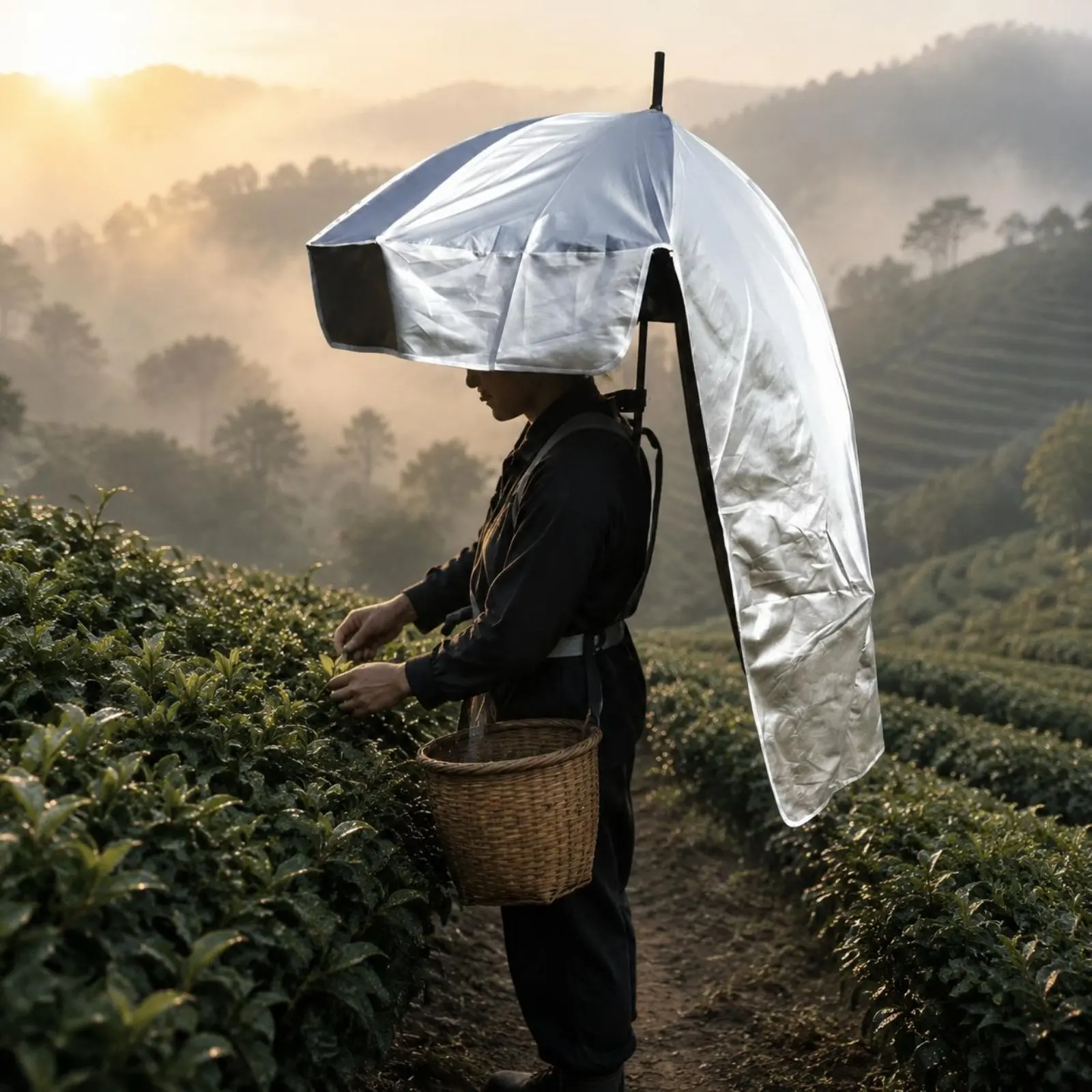 Head Umbrella Double Layer Sunshade Hat Umbrella Anti Headwear Portable Outdoor Gear Heat Reflective for Tea Pickers