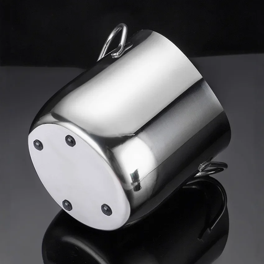 Extra Thick 304 Stainless Steel Ice Bucket Arc Mouth Champagne Barrel KTV Bar Ice Particle Bucket Double Ear Ice Bucket