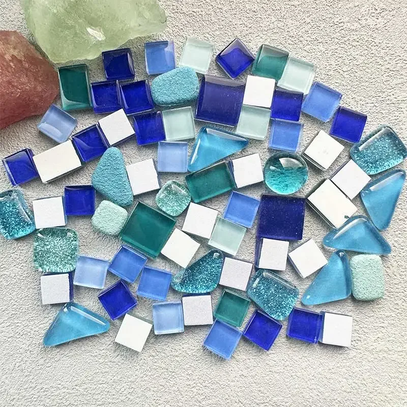 

Diy 100g Irregular Mix Color Glitter Glass Mosaic Stones Crafts Material Puzzle for Diy Mosaic Making