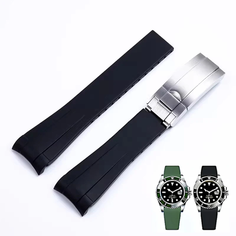 Silicone Rubber Strap For Rolex Submariner DAYTONA GMT Yacht-Master Blue Black Waterproof Sports Rubber Watchbands  20mm 21mm
