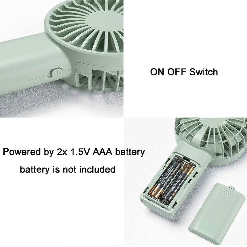 1.5 فولت AAA بطارية تعمل بالطاقة مروحة شخصية قوية المحمولة الصغيرة خفيفة الوزن ماكياج مروحة لفتاة النساء الرجال داخلي انخفاض الشحن