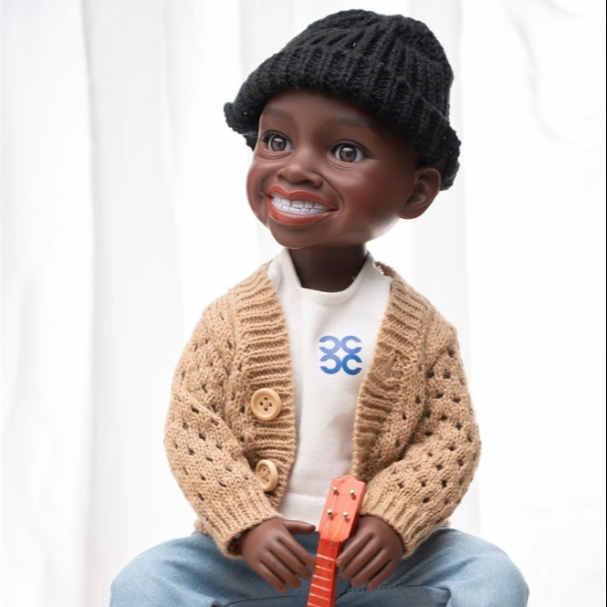 

18" 45CM Africa America Boy Doll Lifelike Simulation Black Play Dolls Fun Kids Gift