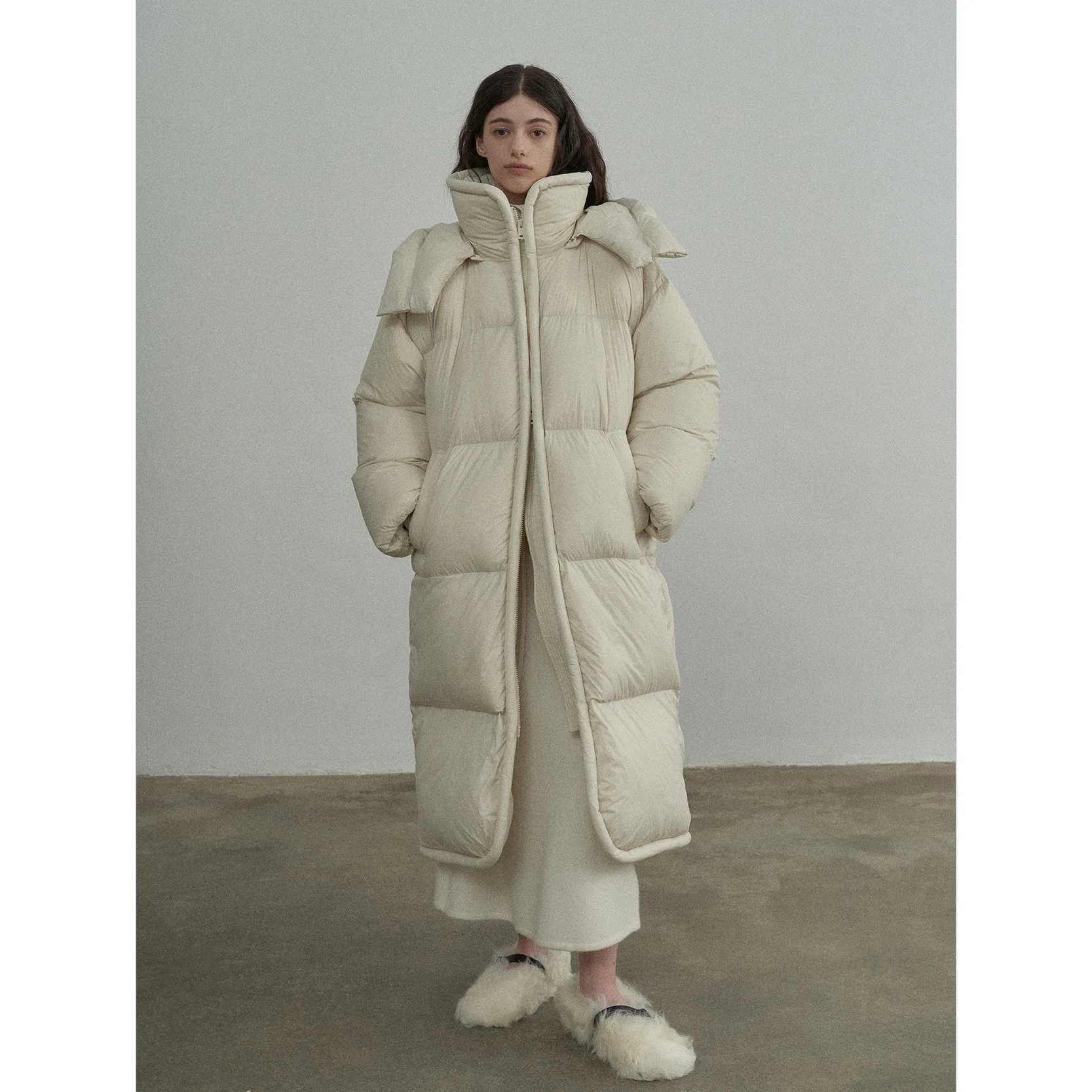 海マオ冬ロングコート取り外し可能なフード暖かいスタンドカラー防風軽量新中国風の標準ダウンジャケット