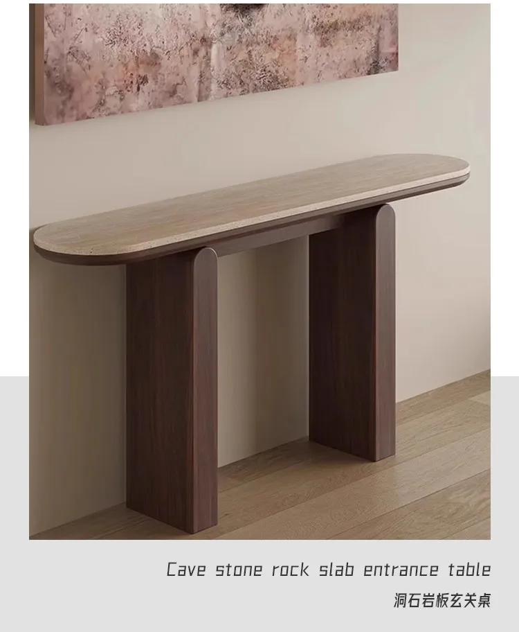 KS Wabi Sansan Solid Wood Travertine Slate Xuanguantai Hotel Corridor Aisle Wall Long Table Xuanguantai Strip