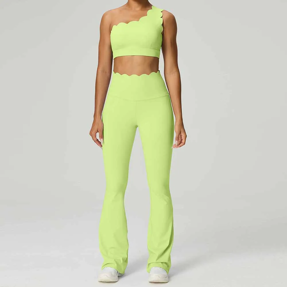 Women Yoga Set 2 Piece High Elastic Slim Fit High Waist Leggings Gym Tops Tummy Control Booty Lifting Workout Activewear