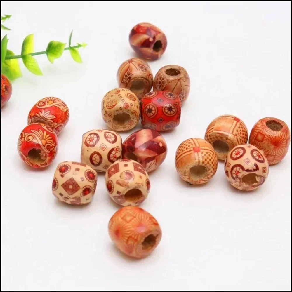 100pcs 10mm/17mm Printed Wooden Beads