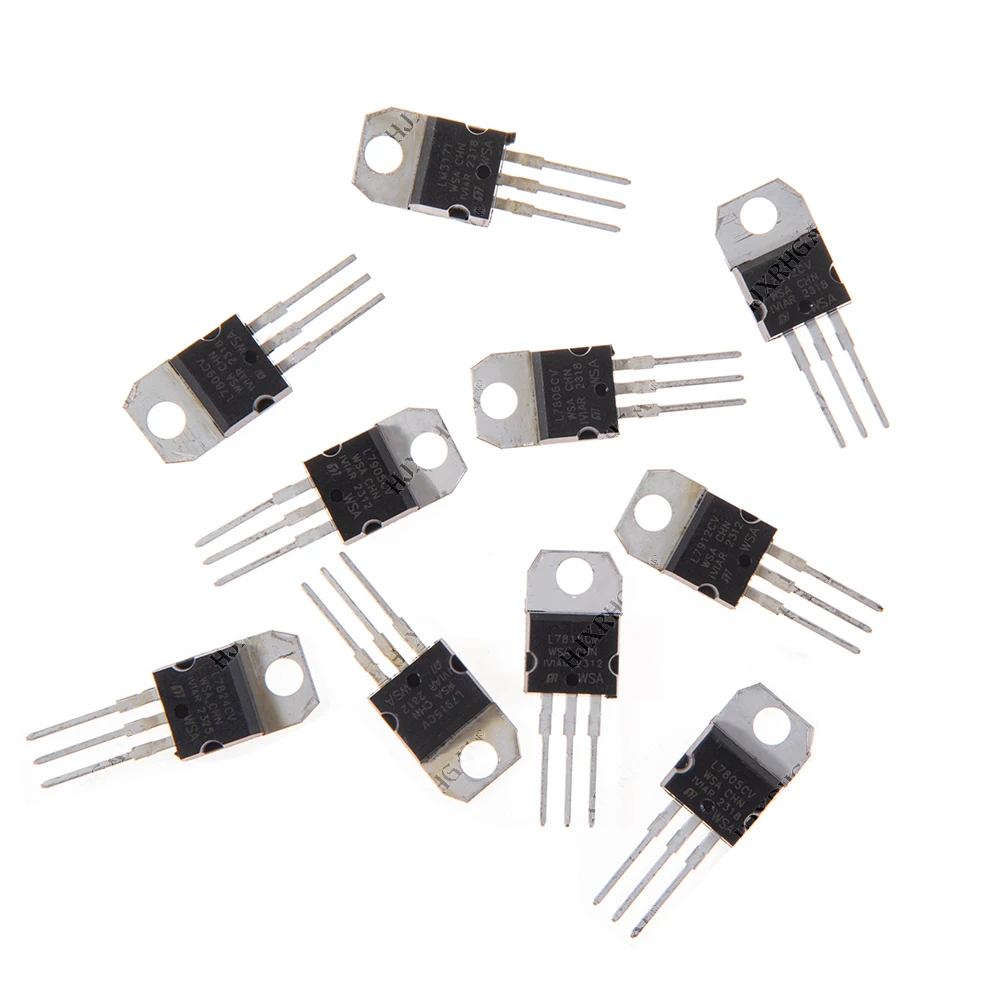 10 значений * 1 шт. = 10 шт. L7805 L7806 L7809 L7812 L7815 L7824 L7905 L7912 L7915 LM317T Ассортимент транзисторов Регулятор напряжения