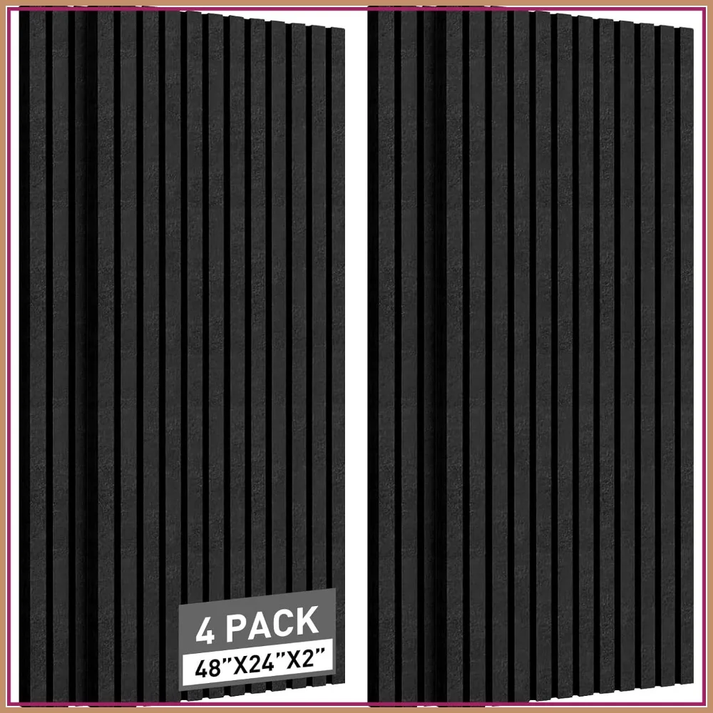 4 Pc Acoustic Foam Panels,2"x24"x48" Wedge Soundproof Studio Foam for Walls,Sound Absorbing Panels,High Density Fireproof Wedges