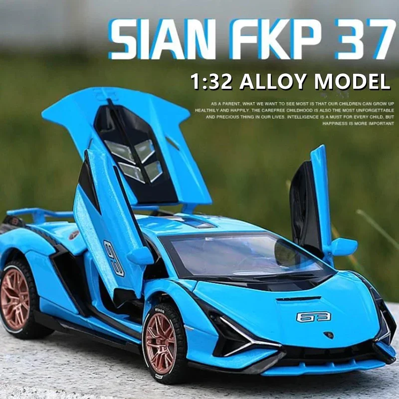 1:32 Lamborghini SIAN Alloy Sports Car Model Diecast Toy Metal Vehicles Car Model Collection Sound Light Simulation Toy Gift