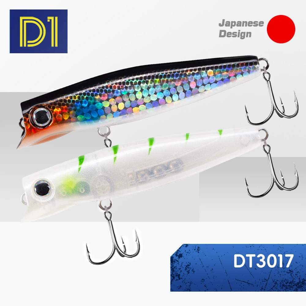 

D1 Popper Fishing Lure 2pcs Hard Bait 9cm 17g Sinking Saltwater Artificial Wobbler For Bass Long Casting Trout Perch Crankbait