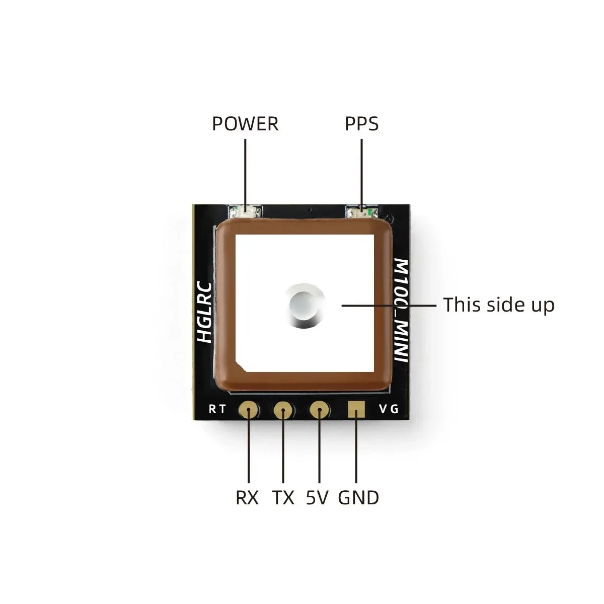 HGLRC-M100-5883 M10 Módulo GPS com Bússola, Antena Cerâmica, Indicadores LED a bordo, Avião RC, FPV Longo Alcance, 21x21mm