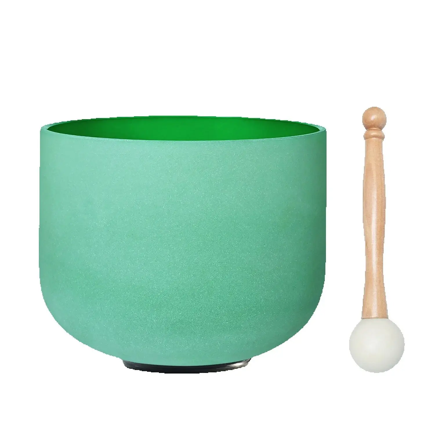 

CVNC 8 Inch Green Color F Note Heart Chakra Quartz Frosted Crystal Singing Bowl for sound healing and meditation with mallet