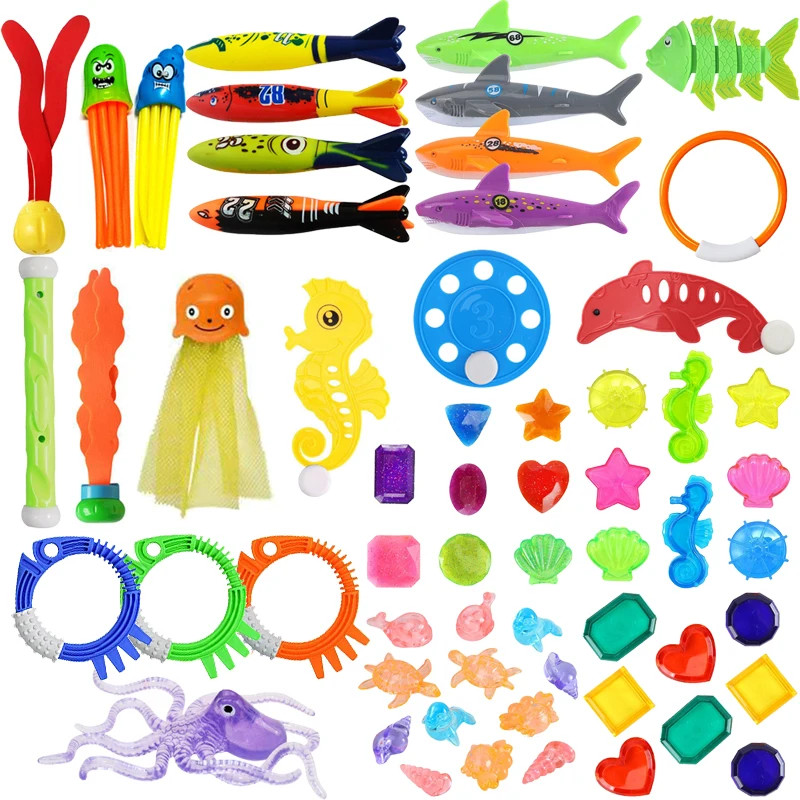Set di giocattoli per immersione per bambini Set di plastica per bambini Allenamento subacqueo Galleggiante estivo Accessori per piscine Torpedo Alghe Giochi d'acqua TMZ