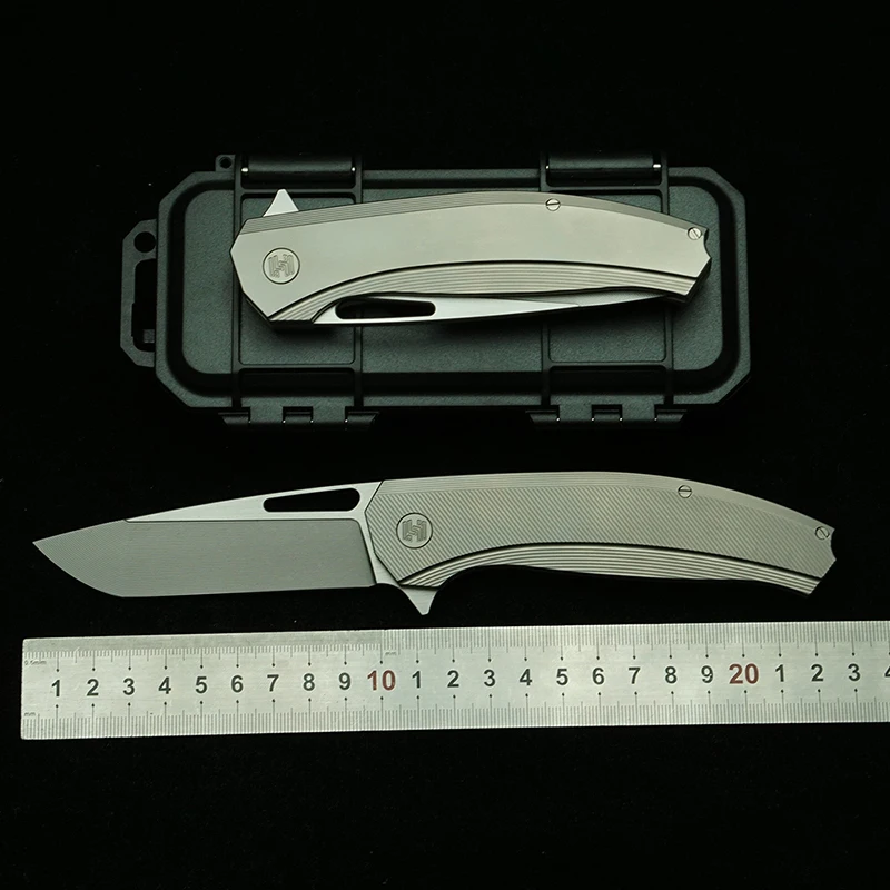 LEMIFSHE New Veli Titanium Alloy Handle N690 Steel Folding Knife Outdoor Camping Kitchen Survival EDC Tool