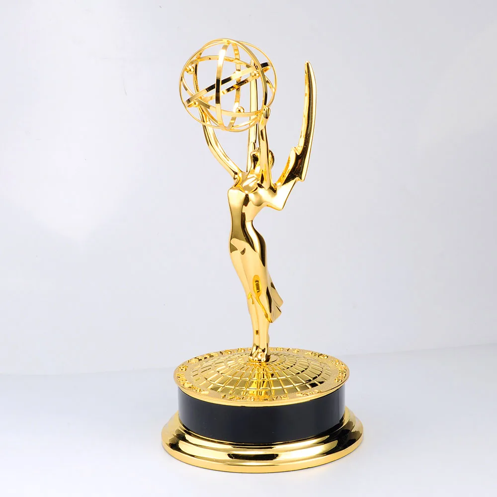 Trophée Emmy en métal personnalisé 1:1 30CM, trophée de Sculpture de figurine en alliage de vente directe d'usine, cadeau de noël des récompenses du mérite, 1 pièce