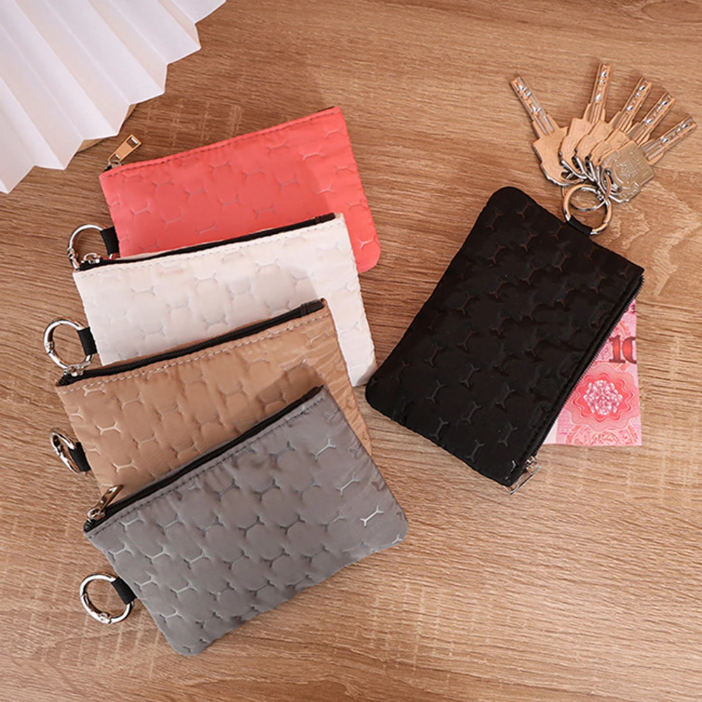 

Small PU Leather Coin Purse Key Pouch Solid Color Zero Wallet Card Bag Keyring Bag Portable Anti-friction Waterproof Card Holder