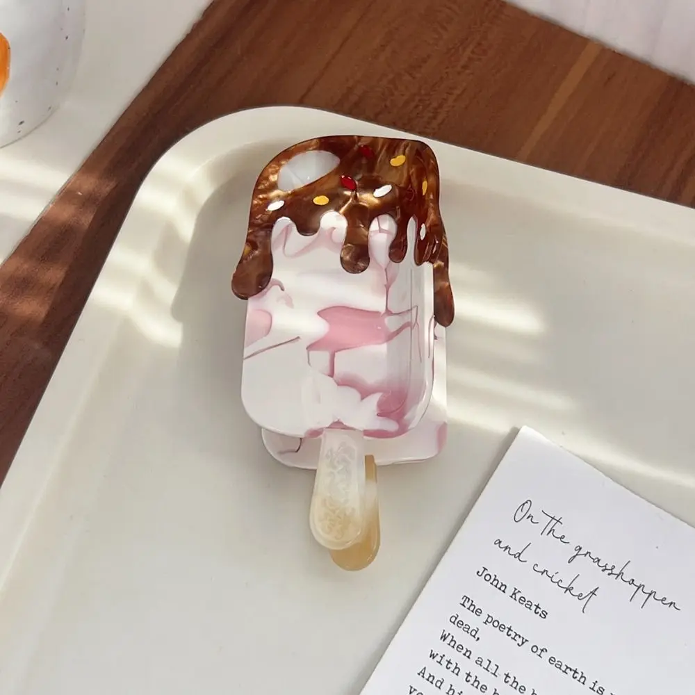 

Lovely Cute Ice Cream Shark Clip Acetic Acid Summer Fruit Series Hair Claw Colorful Chocolate Delicious Food Claw Clip Girls