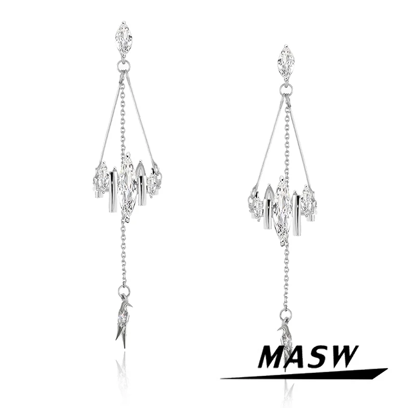 

MASW Original Design Delicate Style Metallic Silver Plated Zircon Bird Dangle Earrings For Women Girl Gift Fashion Jewelry