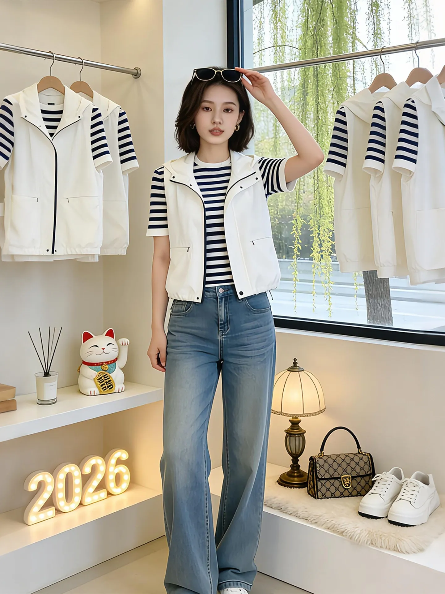 

Fashionable Short Hooded Vest Women's Color Stylish Summer High-End Sensation Commute Wind City Life Breathable Outerwear