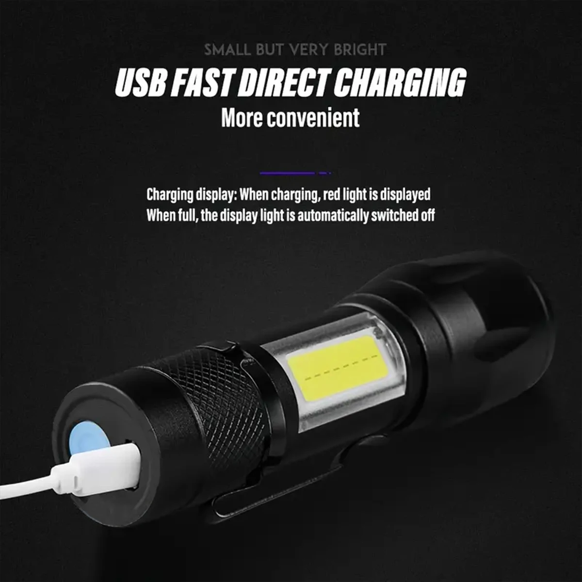 1/3/PCS Mini LED Flashlight COB+XPE Portable Flashlight Camping Light Zoomable Focus Light Tactical Flashlight with Pen Clip