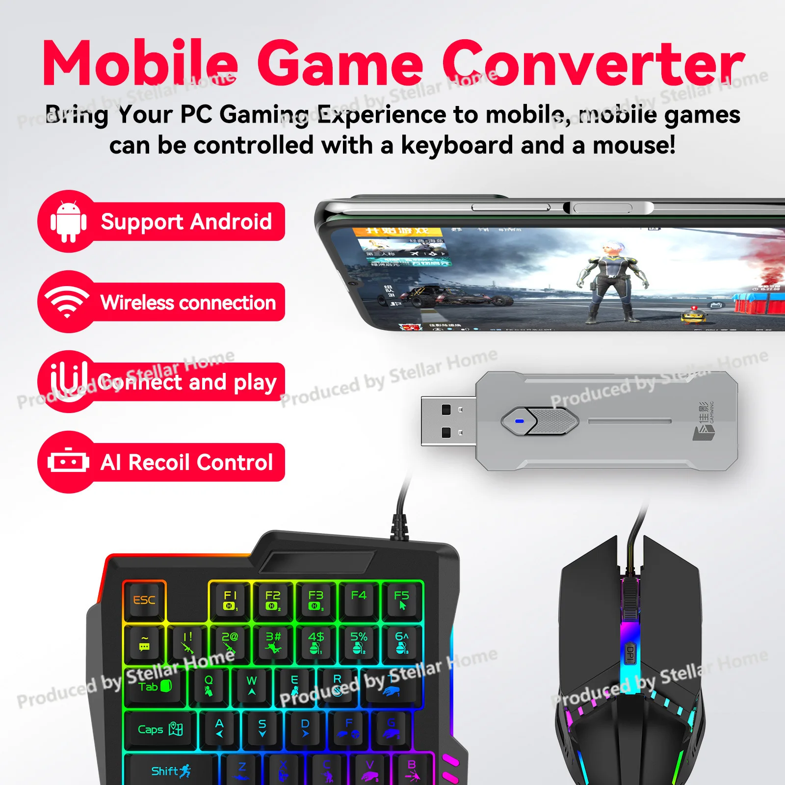 X8Pro Pro Max PUBG Artifact Throne Mobile Game Controller Keyboard Mouse Converter Set Smart Recoil Control
