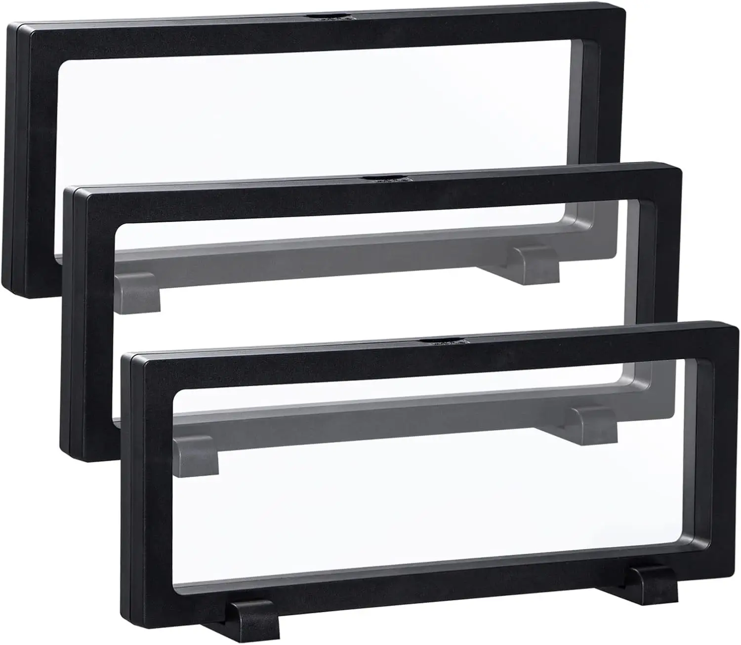 3pcs Black 3D Floating Frame, 230x90x20mm, Display Stand, 3D Jewelry Display Box Bottom Seat