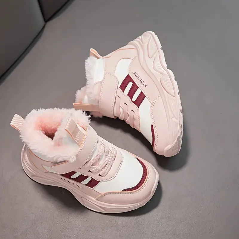 Boys Girls Winter Snow Boots Rubber Sole Fleece Lining Non-slip Comfortable Kids Casual Cotton Shoes Keep Warm Ankle Boots