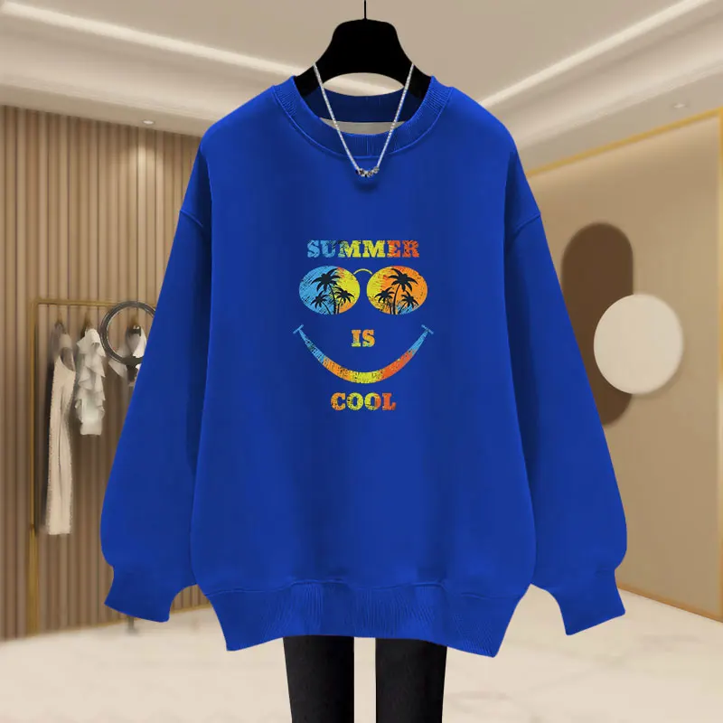 Women Y2K Chic All-match Long Sleeve Hoodies Vintage Casual Loose O-neck Top Pullovers Autumn Fashion Cartoon Printed Sweatshirt