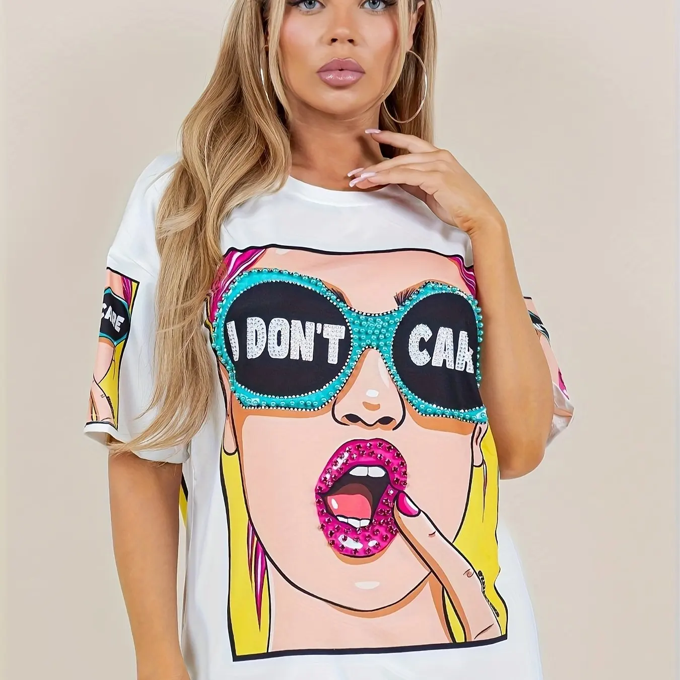 

Women Beauty Pattern Print T-shirt Funny Design T Shirts Short Sleeve Tops 2024 New in Summer Trendy Tshirt Y2k