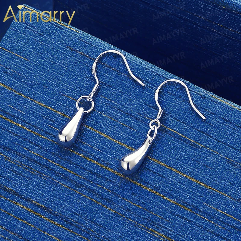 925 Sterling Silver Simple Smooth Water Droplet Shaped Earrings for Women's Parties and Weddings High-quality Fashion Jewelry