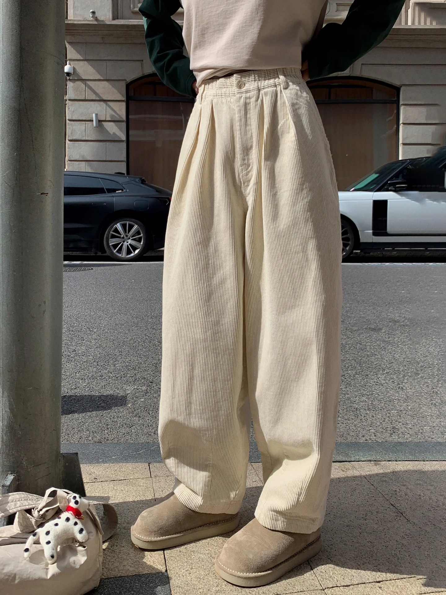 

Liberlin Sisy Women's Cotton Velvet Balloon Pants Loose Casual Straight Leg Trousers Vintage All-Match Comfortable Long Trousers