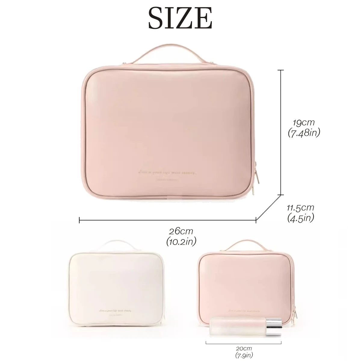 Large Capacity Makeup Bag With Handle Simple Elegant Style Cosmetic Storage Bag Portable Travel Toiletries Organizer