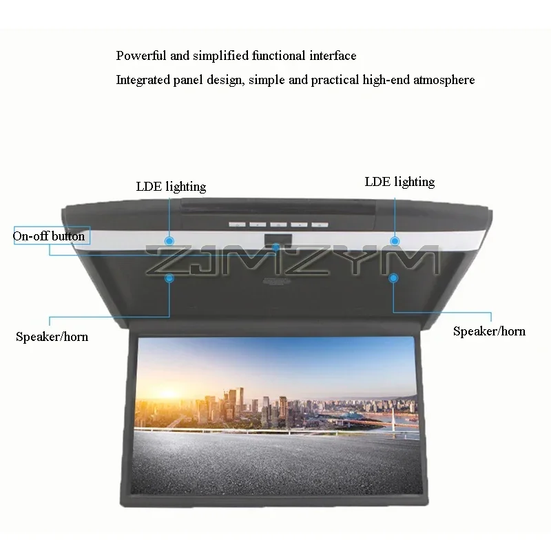 17.3 Inch Car Roof Monitor 1080P HD LCD Screen Automobile Ceiling TV MP5 Multimedia Roof Mount Display Support For USB FM IR