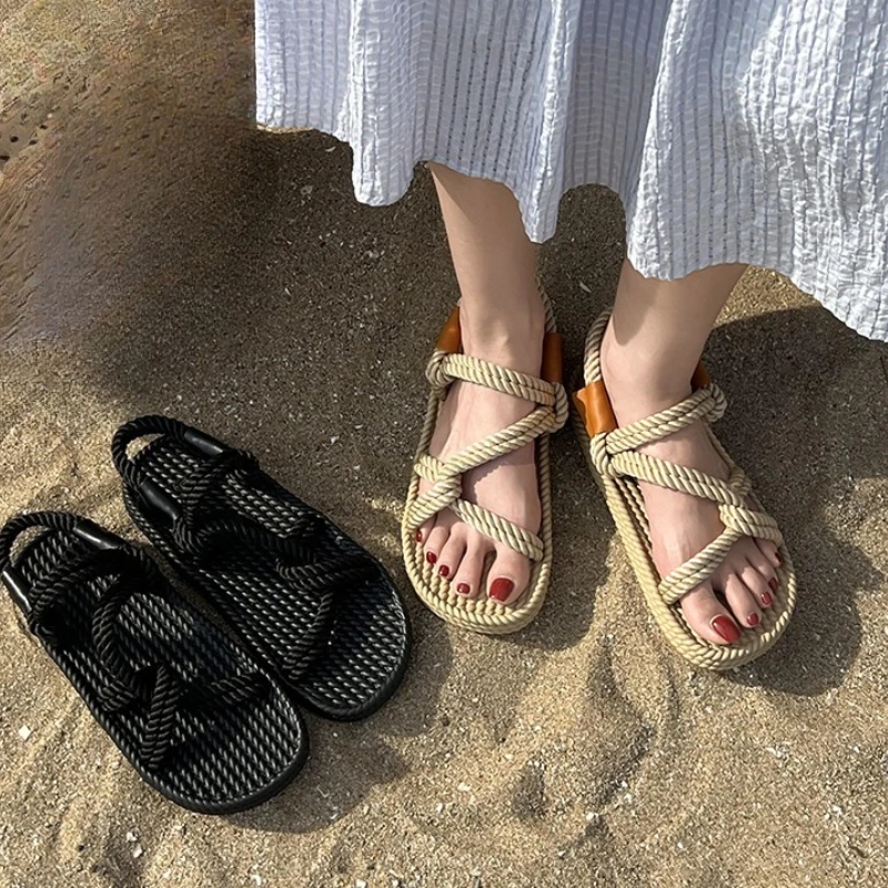 

2025 NEW Women Fashion Flats Open Toe Sandals Comfortable Casual Shoes Slippers Style Casual Sandals Slippers Женская Обувь
