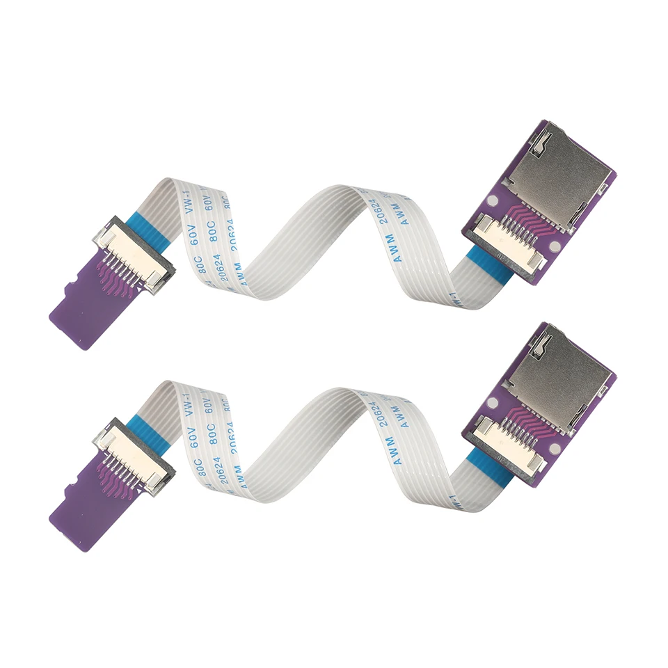 Micro SD Male to Female Flexible Extender，Replaceable FFC Length (3.9/7.9/15.7/23.6in) Micro SD Card Extension Cable Adapter