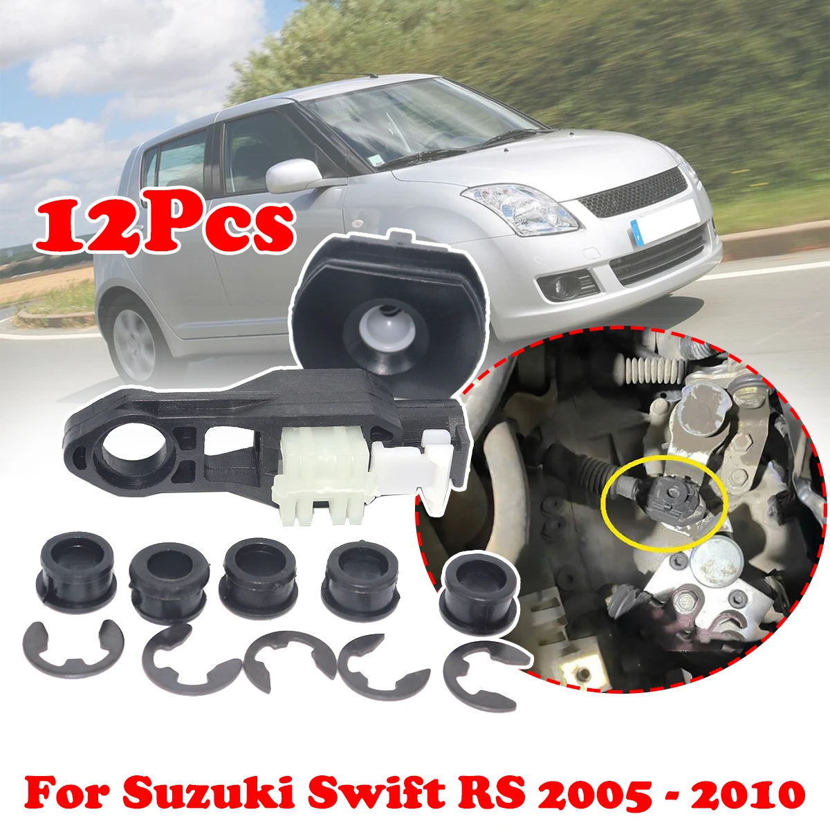 12pc/kit For Suzuki Swift RS 2005-2010 Gear Shift Cable Linkage Lever End Rod Connect Bushing Munual Transmission Line Sleeve