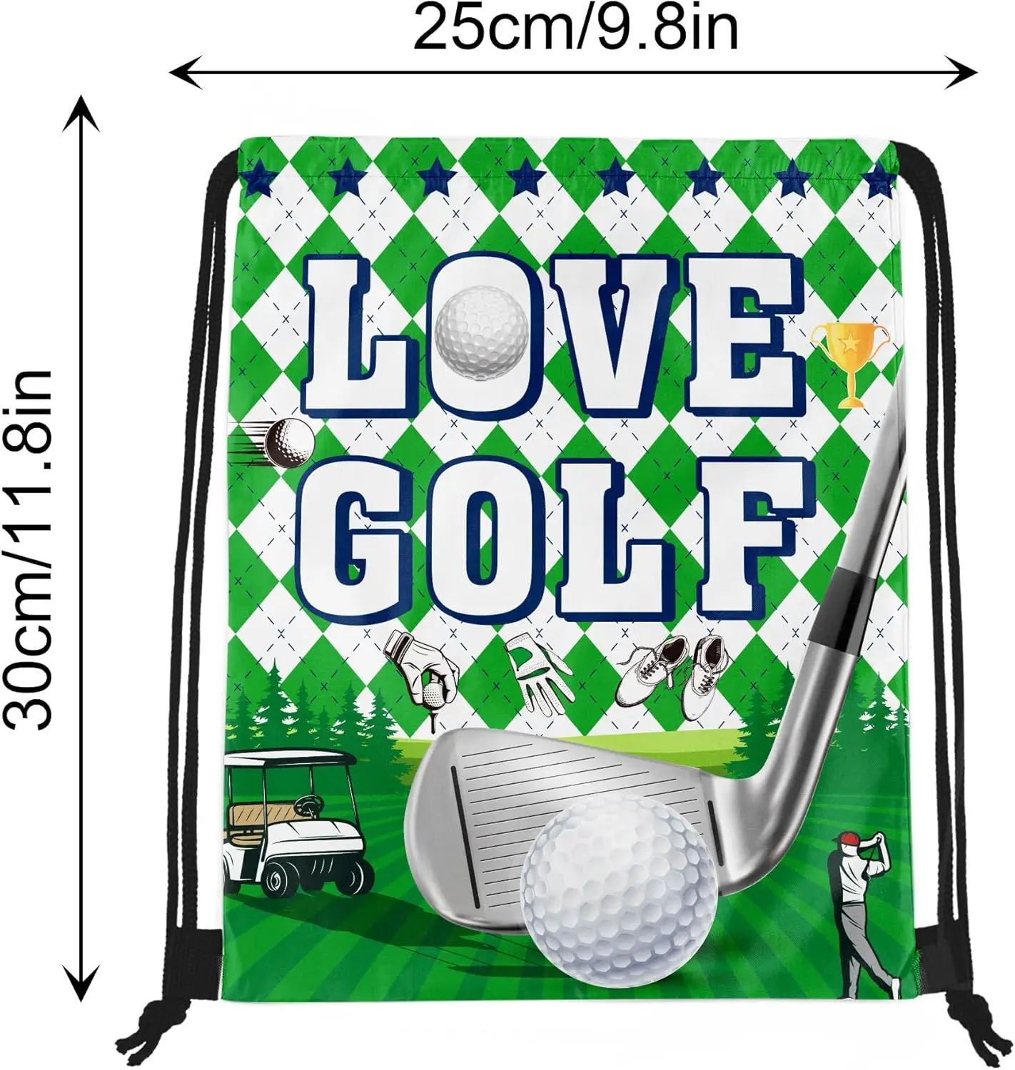 12 Pcs Golf Themed Drawstring Bags Beach Backpacks Sports Picnic Storage Bags Outdoor Sports, Fitness, Travel