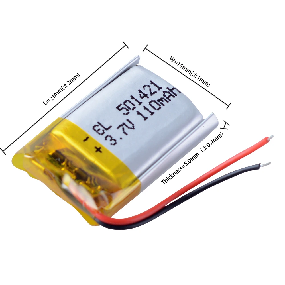 リチウムポリマー充電式リポバッテリー,3.7v,110mah,大容量,長寿命,さまざまなデバイスに適しています501522 501421
