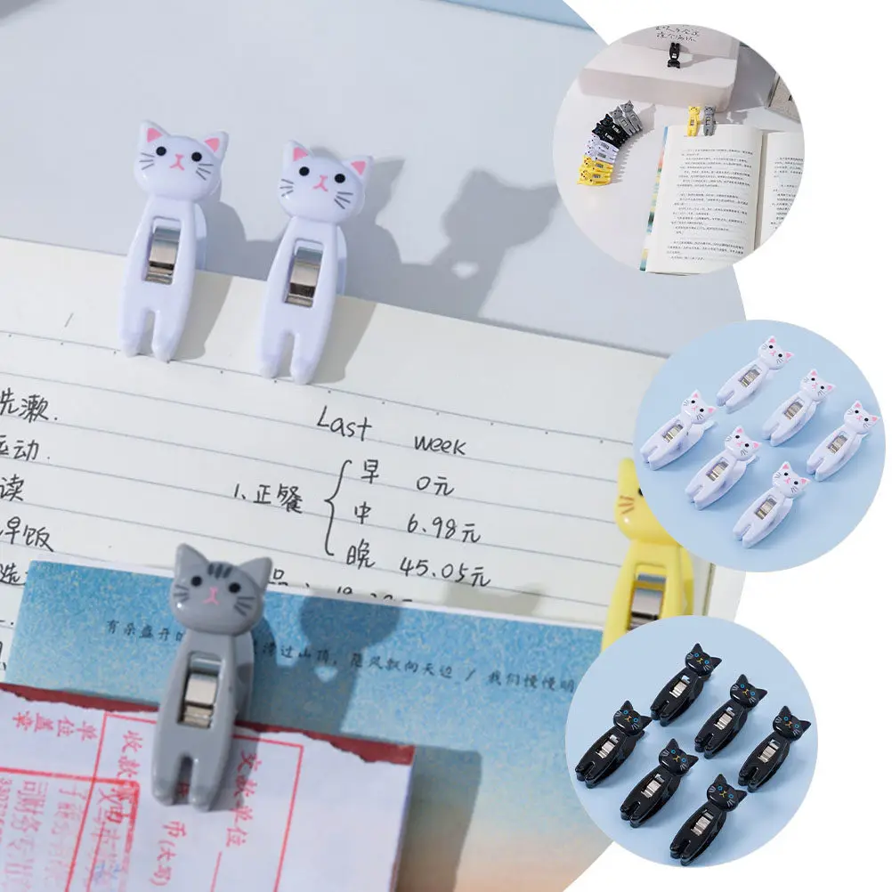 12Pcs Fun Cat Shaped Plastic Clips for Memo Notes Photos Clothes Socks Office Home School Party Multi-Functional Small Compact