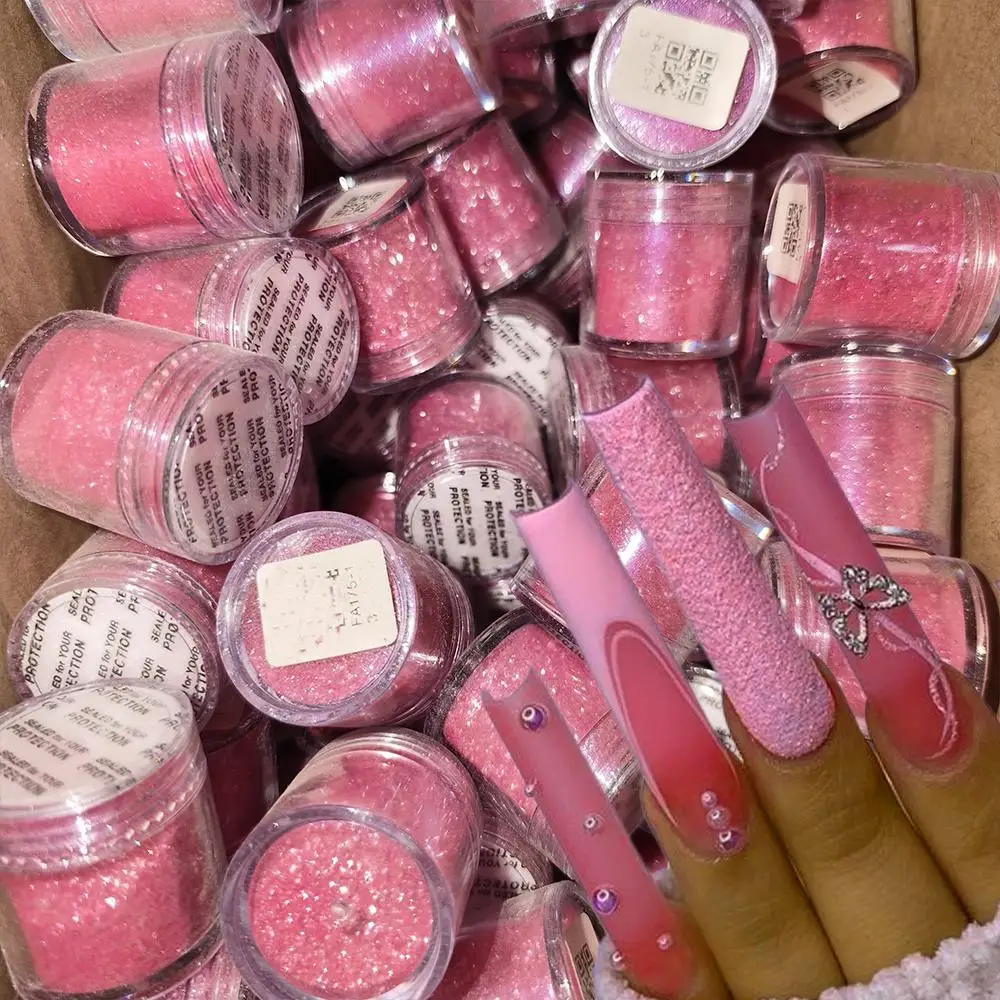 Poudre à ongles en sucre rose scintillant, 3g/bouteille, effet manteau de bonbons, poussière pigmentée pour maquillage, fard à paupières, décorations à paillettes pour Nail Art
