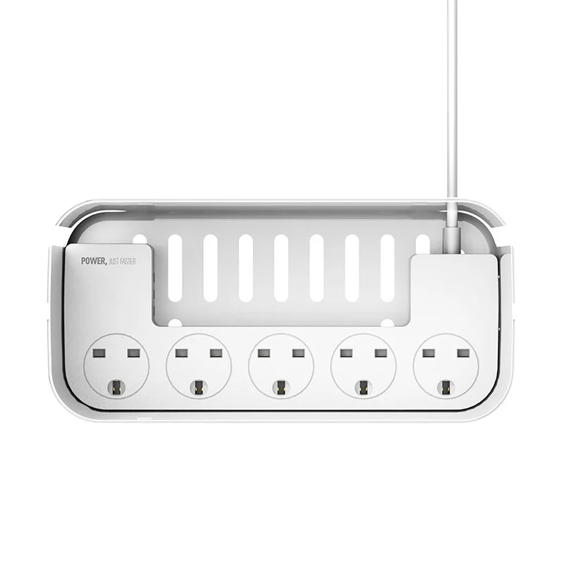 UK Standard Power Strip with Storage Box 5 Outlet 3 Port USB Charging Power Switch Extension Socket 110V Rated Voltage