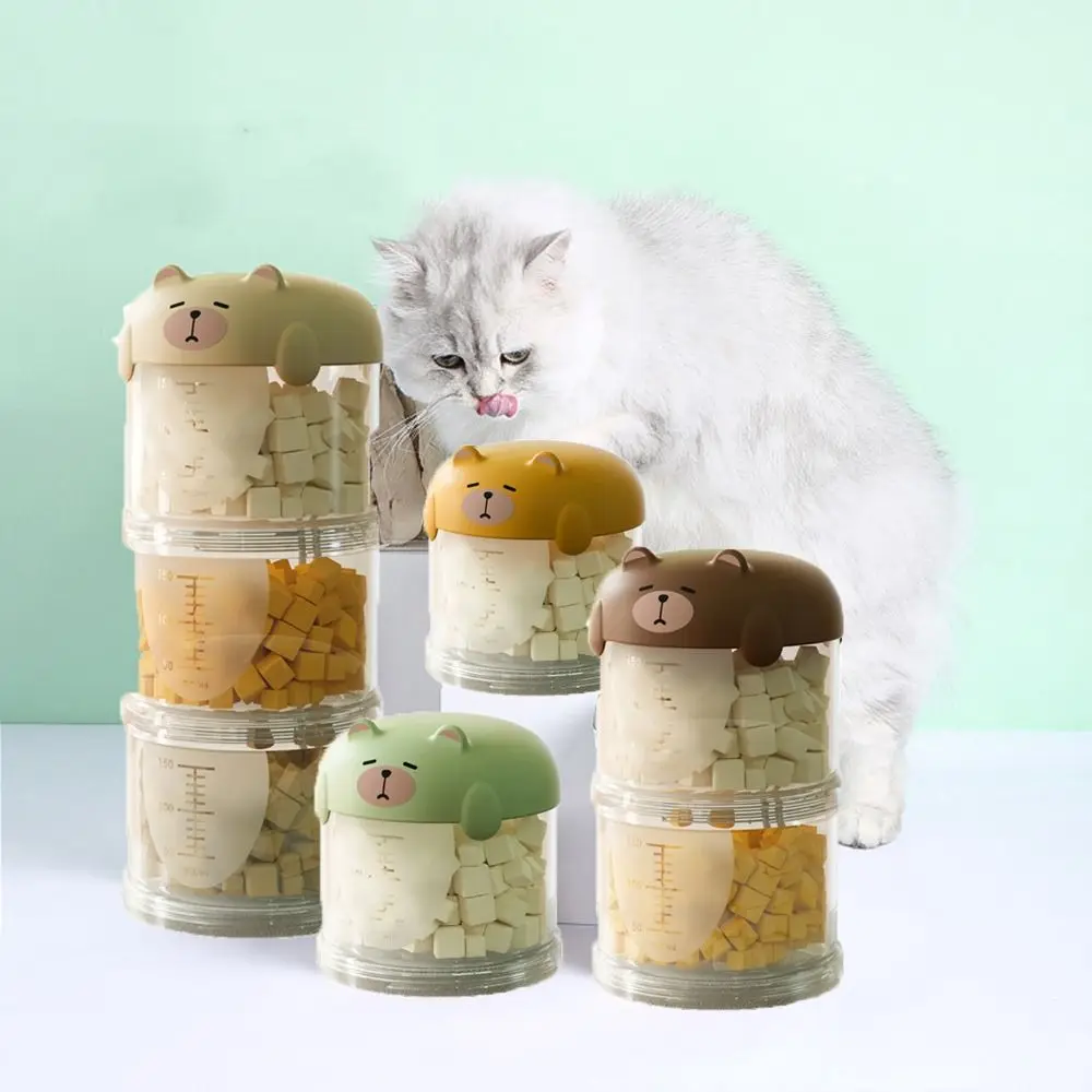 Practical Plastic Multi-Layer Cat Food Box Moisture-Proof Cute Pet Food Packing Box Sealed Dog Snacks Storage Box for Pets